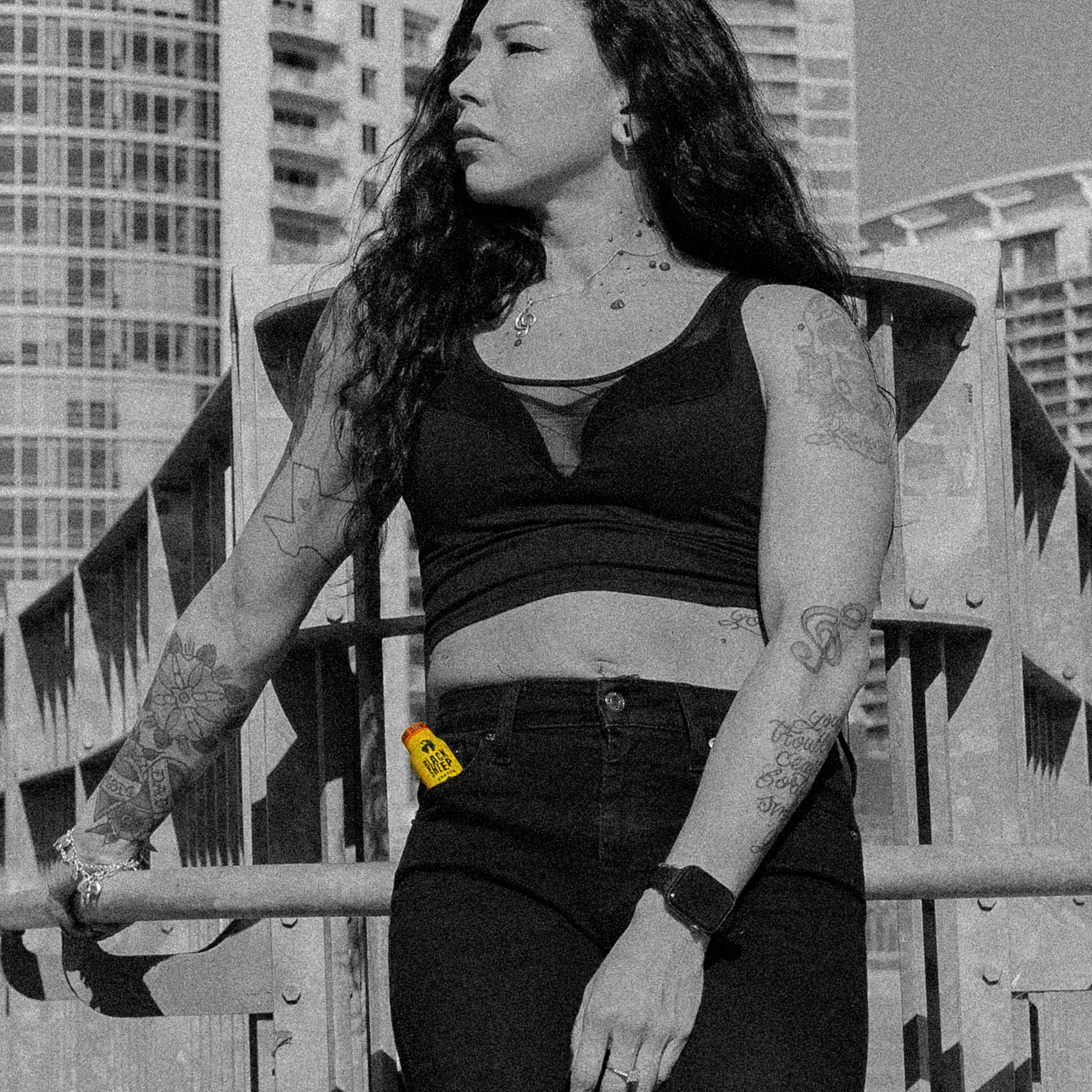 woman with kratom shot in pocket