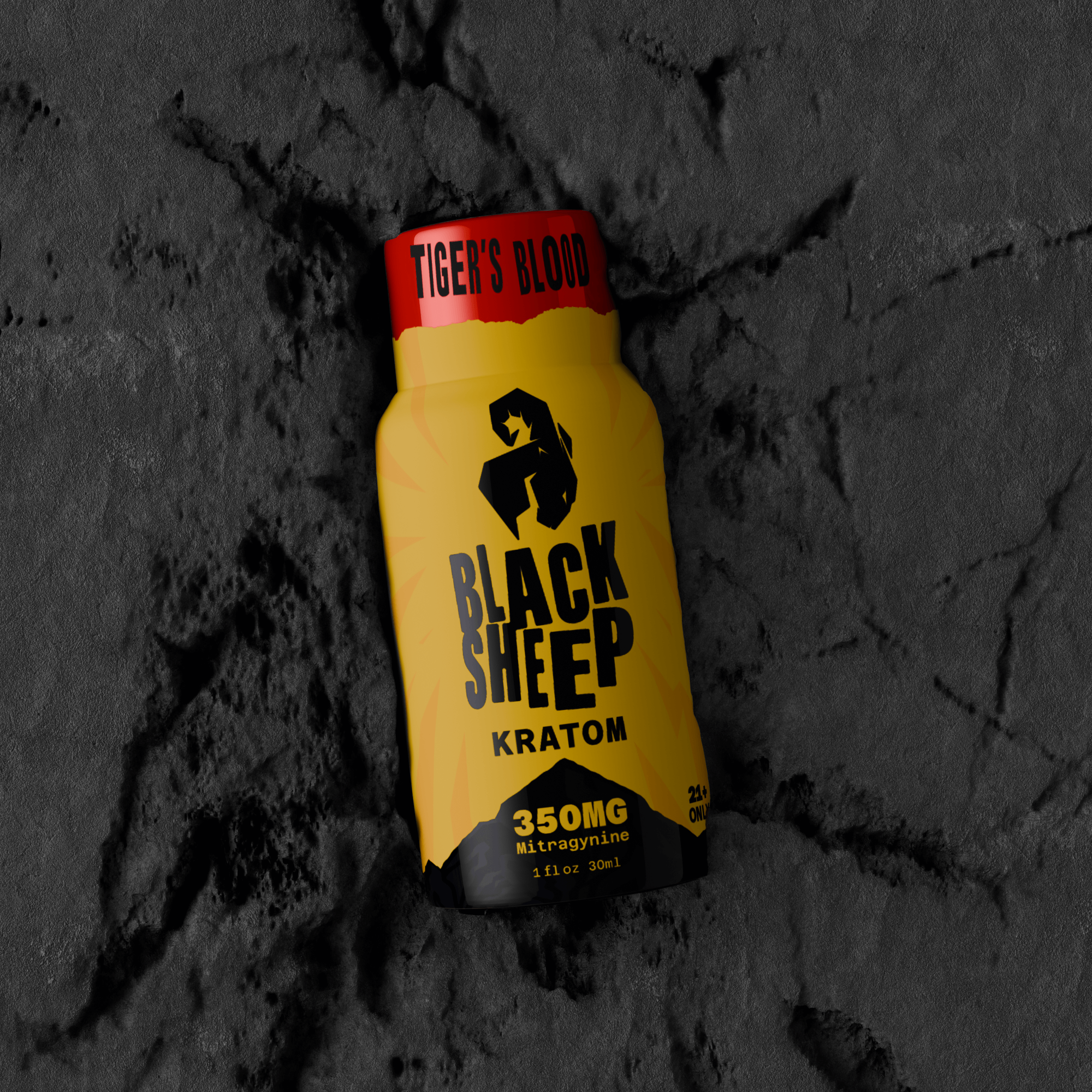 tigers blood-flavored kratom bottle in gravel
